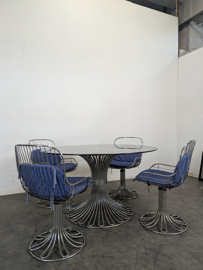 Ensemble d'une table et 4 chaises de Gastone Rinaldi
