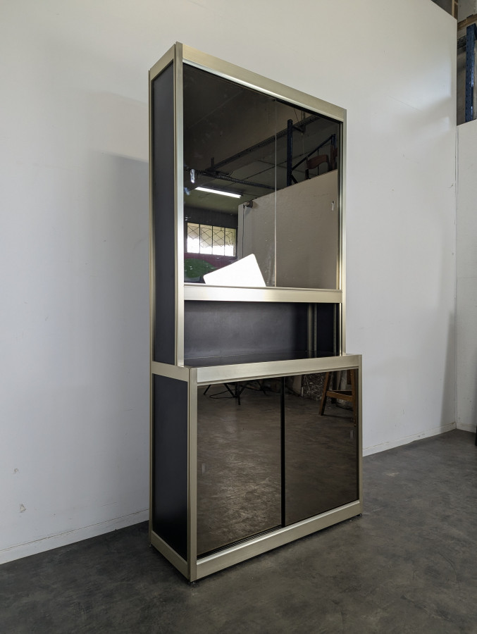 Vitrine vintage aluminium et verre des années 80