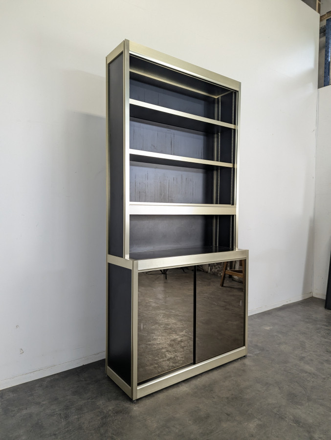 Vitrine vintage aluminium et verre des années 80