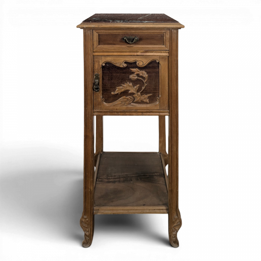 Chevet style Art nouveau plateau marbre griotte