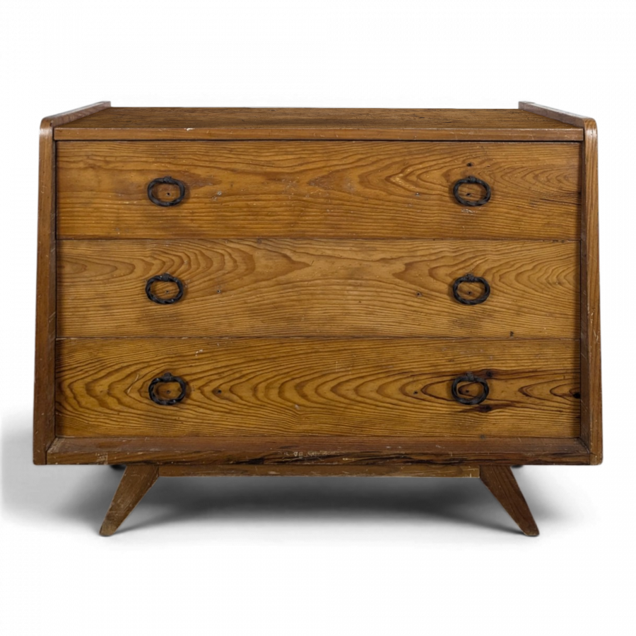 Commode des années 50 en pin piètement compas