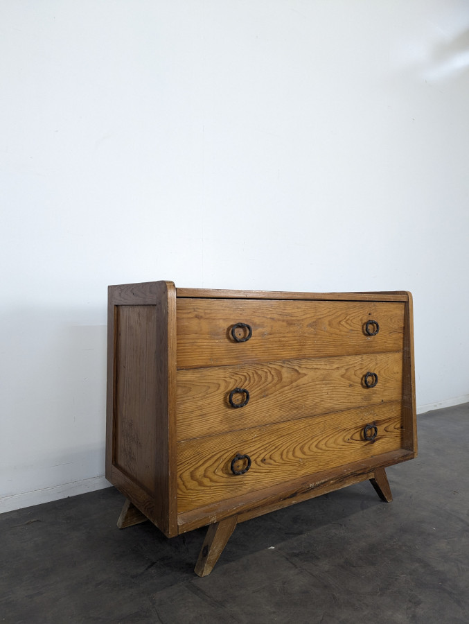 Commode des années 50 en pin piètement compas