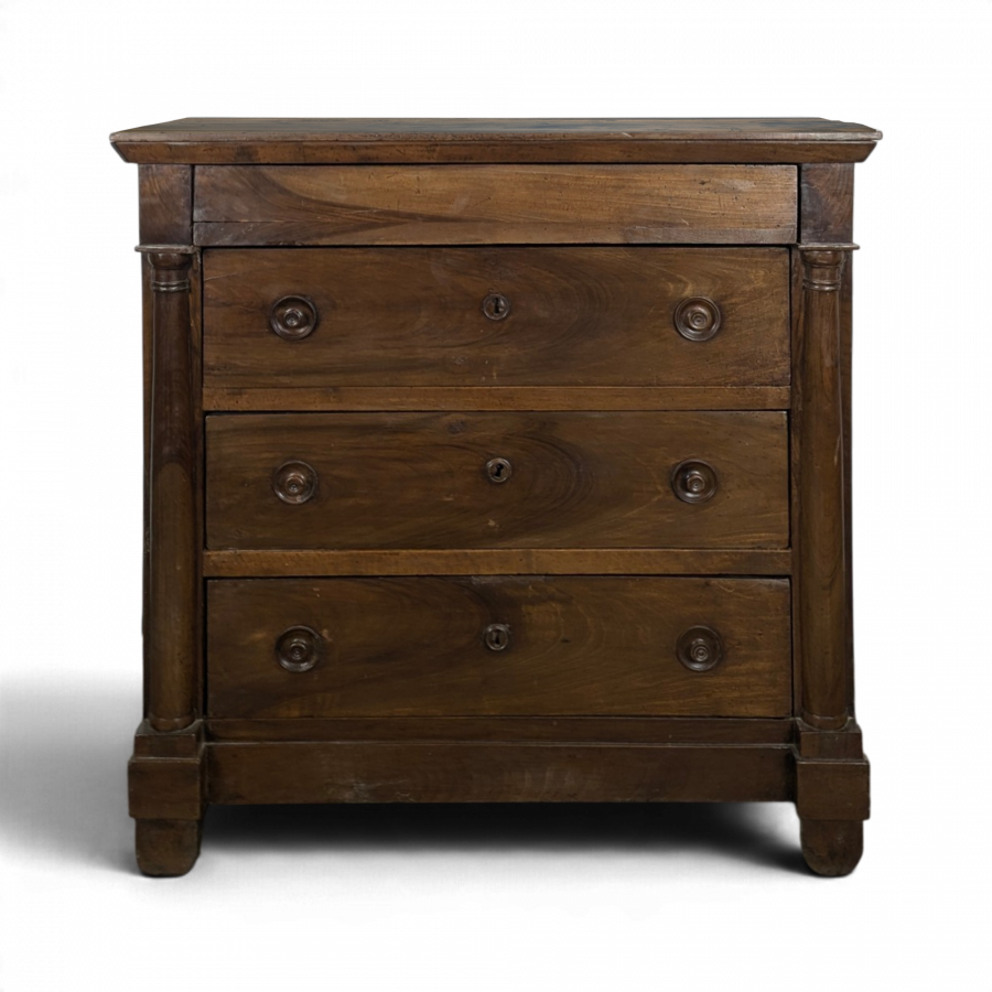 Commode de style Empire en noyer à colonnes détachées