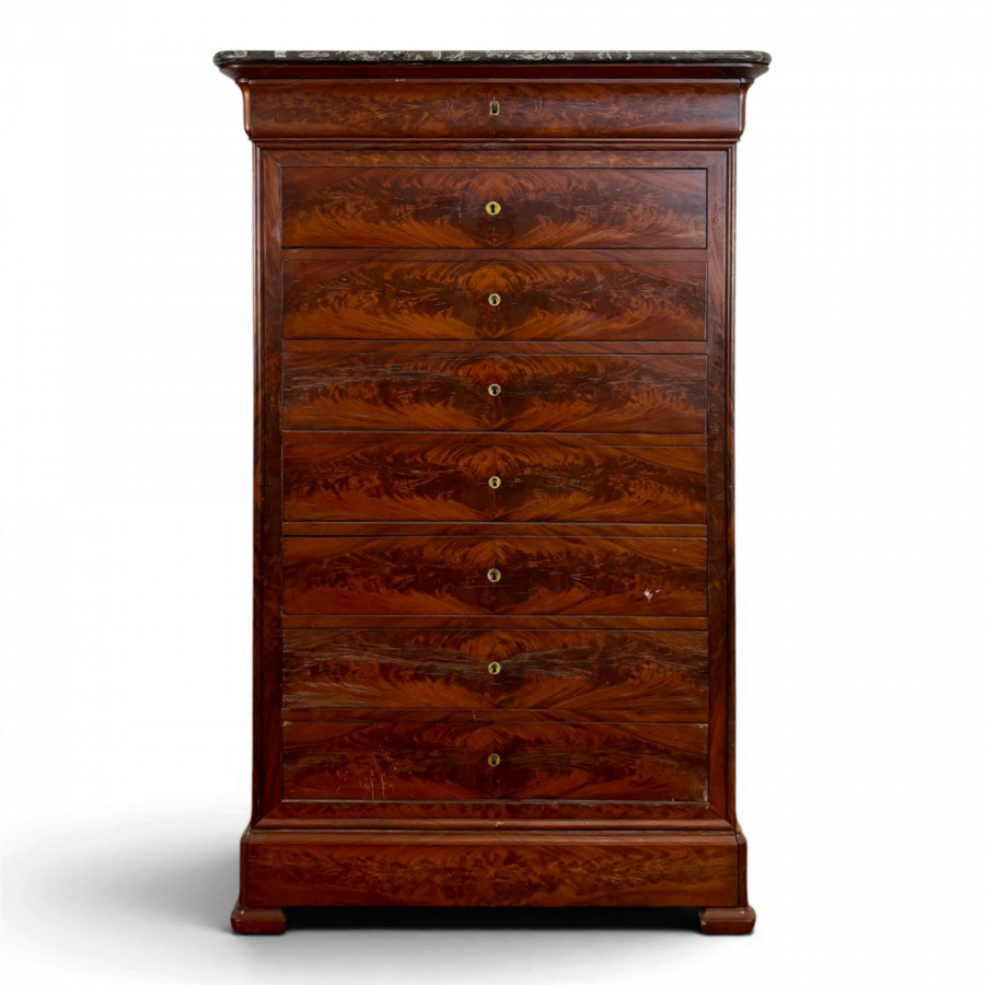 Chiffonier Louis Philippe en Acajou flammé