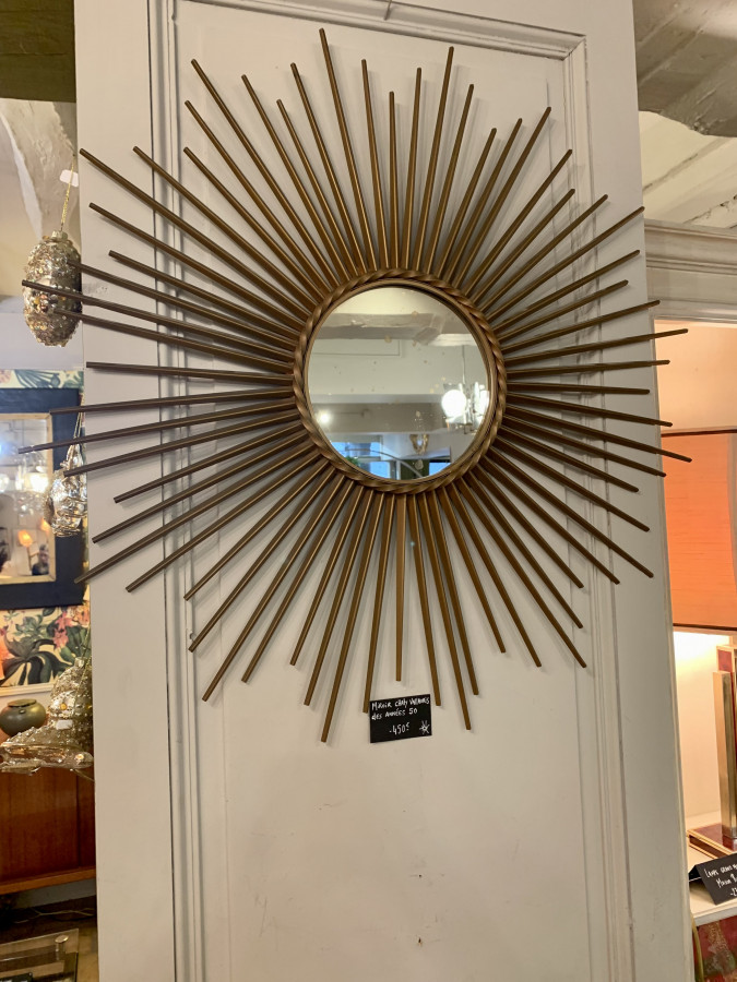 Miroir Chaty Vallauris en métal doré