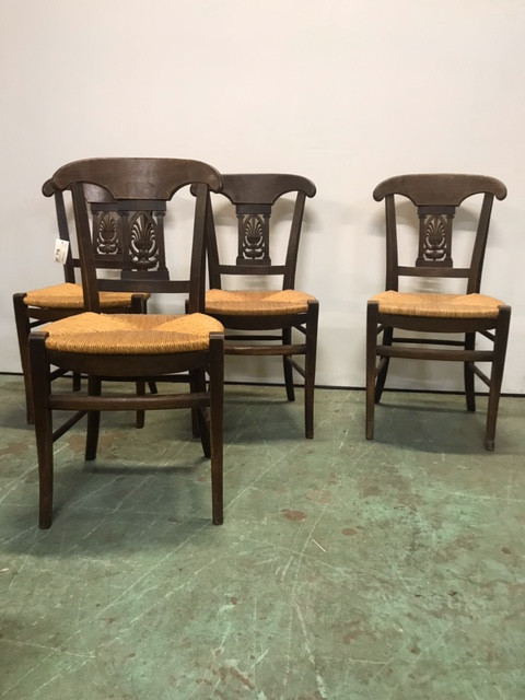 Serie de 4 chaises Paillées style Directoire