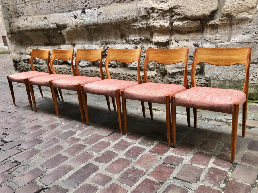 Série de 6 chaises scandinaves des années 50’