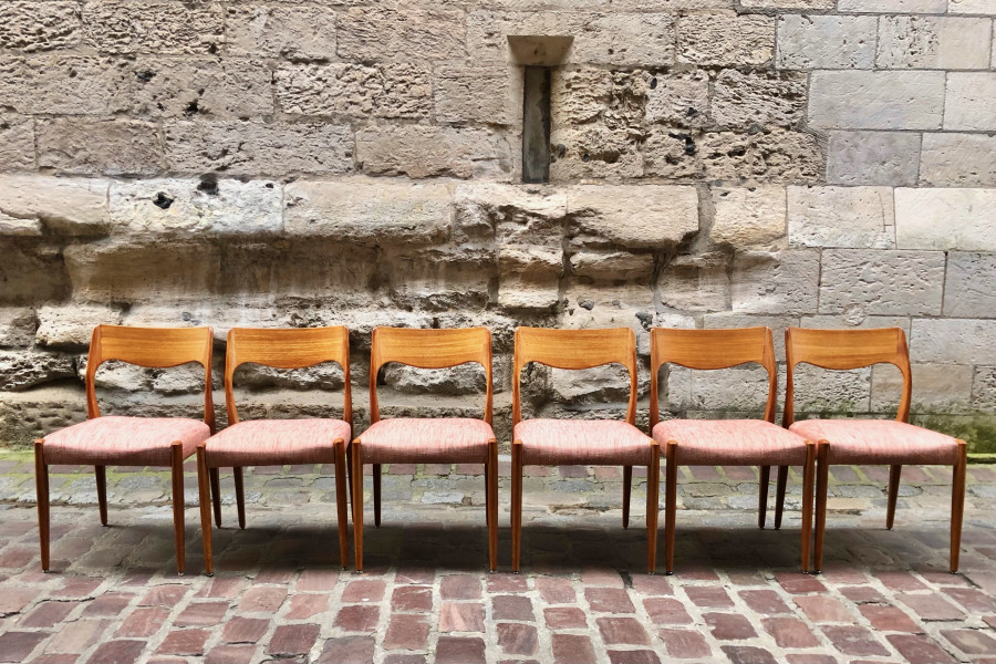 Série de 6 chaises scandinaves des années 50’