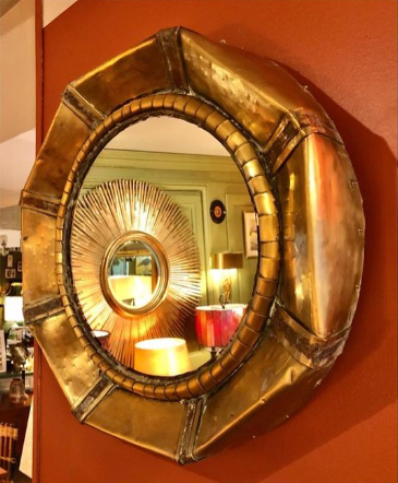 Miroir en laiton doré par Fitterman