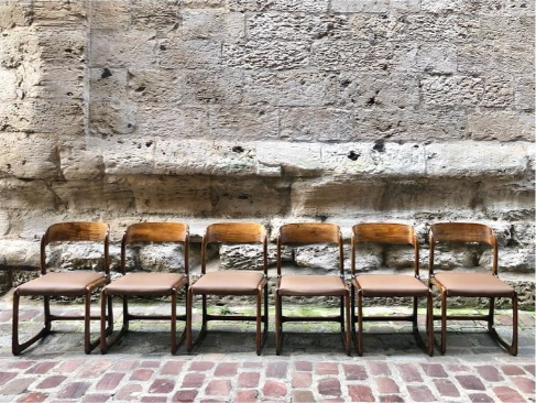 Série de 6 chaises Baumann Traîneau