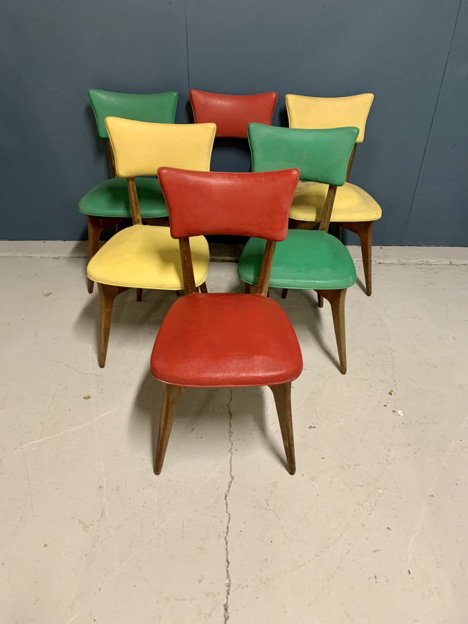 Série de 6 Chaises Vintage 70's de couleur