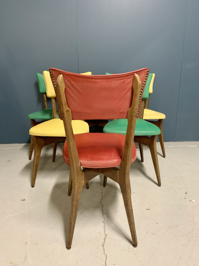 Série de 6 Chaises Vintage 70's de couleur