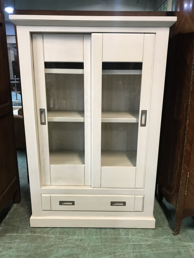 Vitrine blanche en Chêne