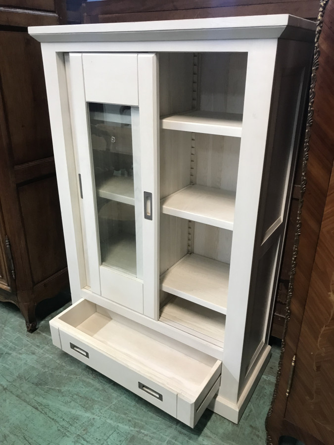 Vitrine blanche en Chêne