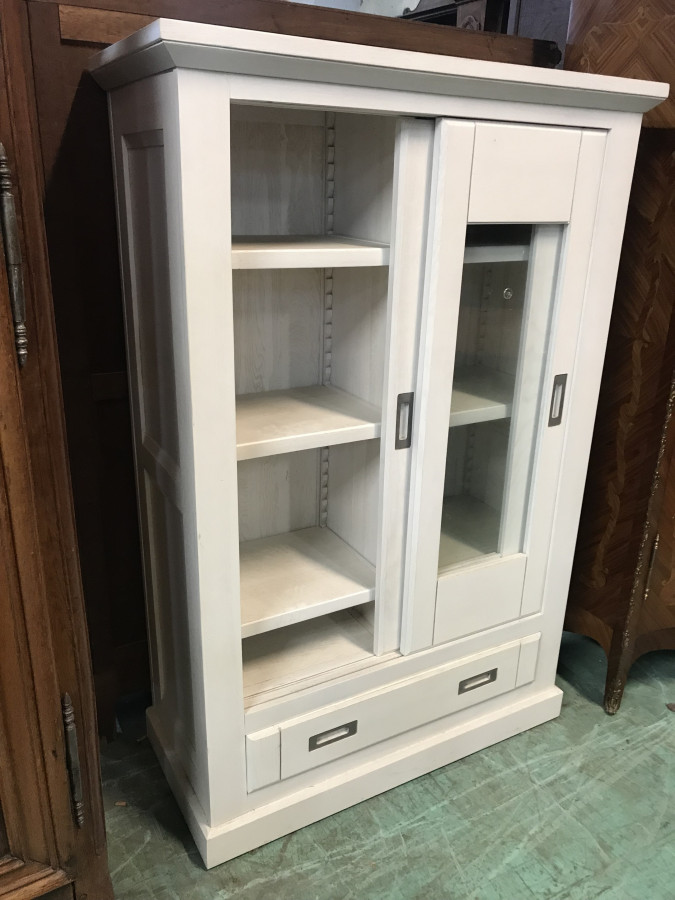Vitrine blanche en Chêne