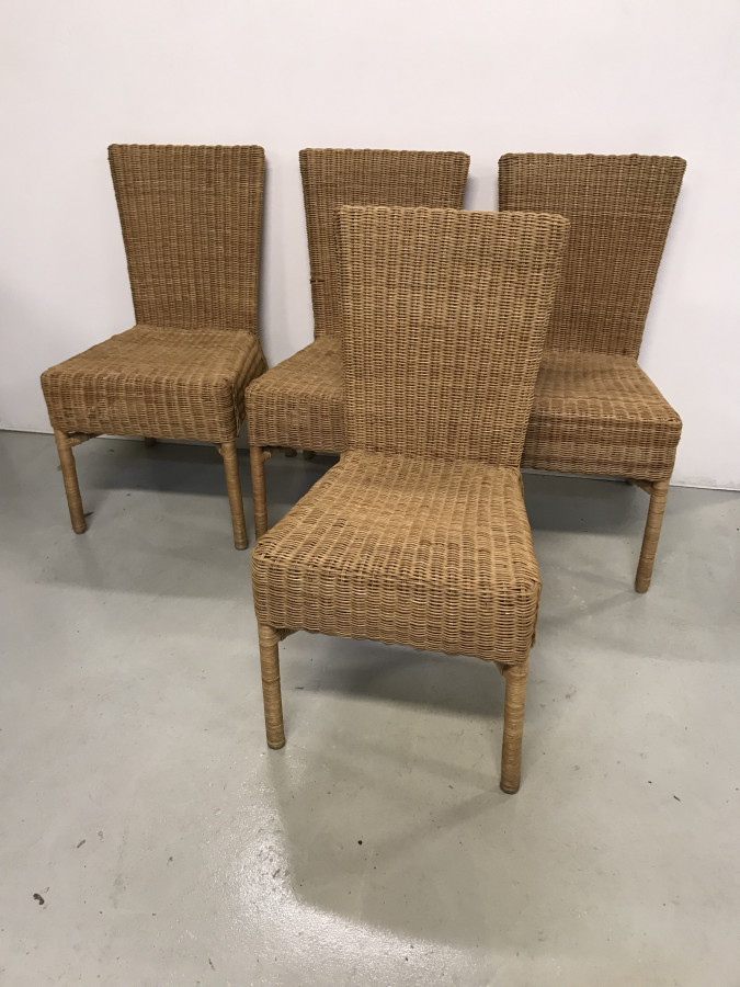 Série de 4 chaises en Rotin