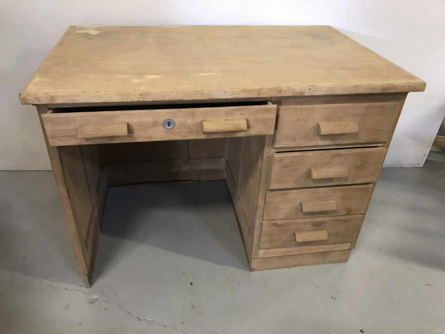 Bureau avec 5 tiroirs décapé