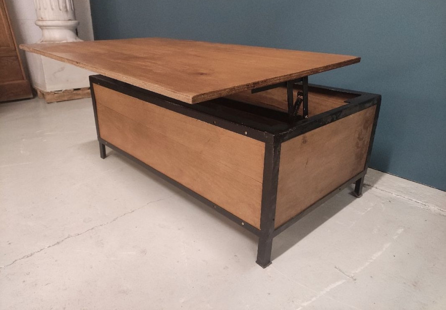 Table de salon relevable style industriel