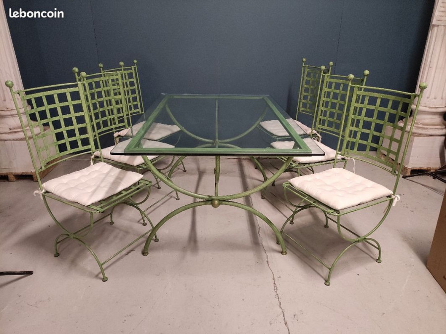 Table + 6 chaises en fer forgé intérieur passion