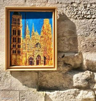 Tableau, peinture à l’huile représentant la cathédrale de Rouen