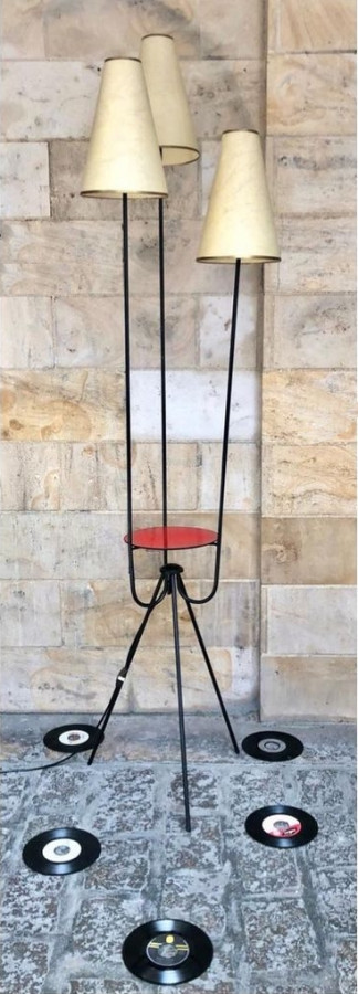 Lampadaire guéridon à 3 branches des années 50