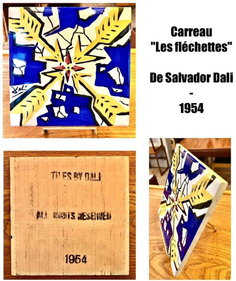 Carreau en céramique d'après Salvador Dali (1904-1989), Les fléchettes, 1954