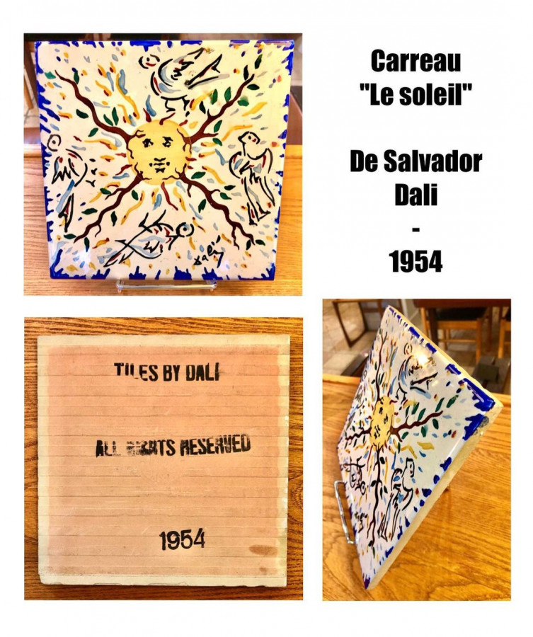 Carreau en céramique d'après Salvador Dali (1904-1989), Le soleil, 1954