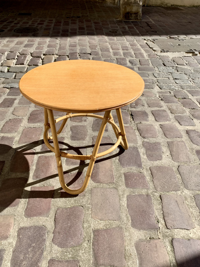 Table basse vintage en rotin
