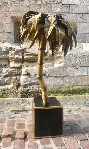 Lampadaire « Palmier » en laiton attribué à la maison Jansen