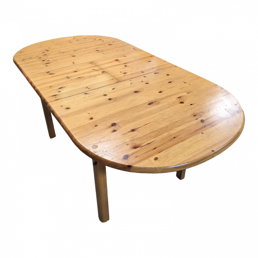 Table ovale avec allonges portefeuilles en pin massif