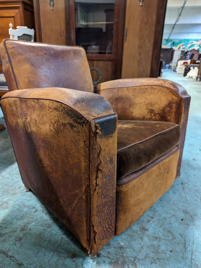 Fauteuil club en cuir