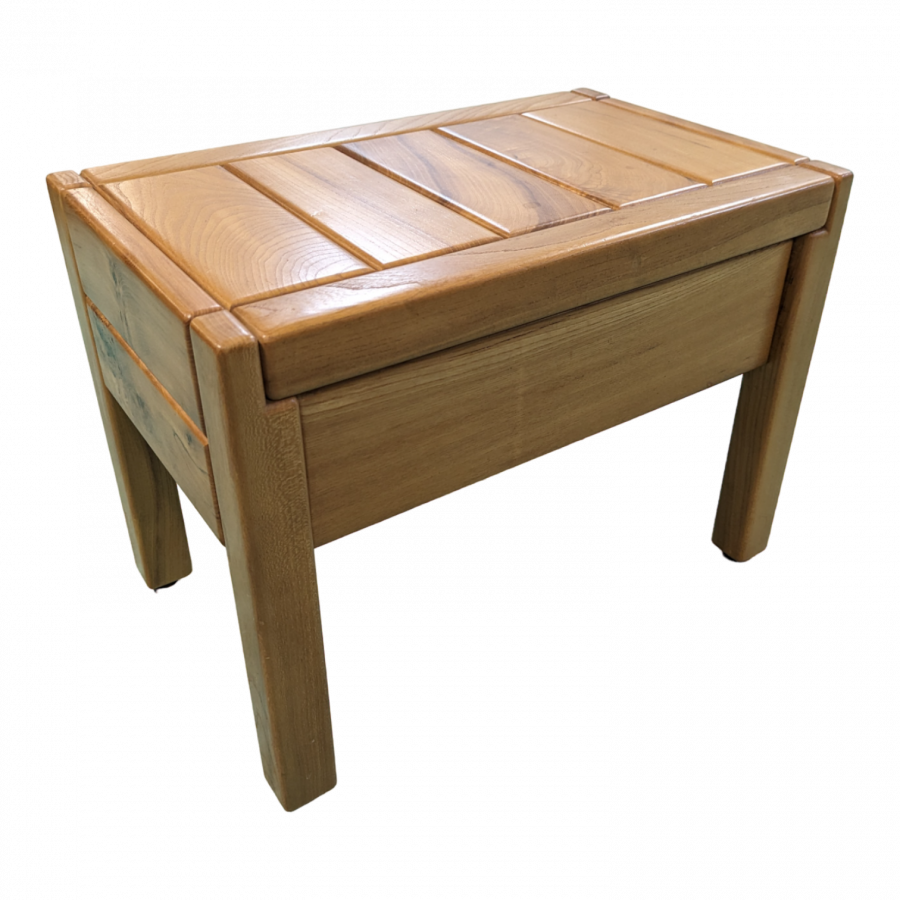 Banc coffre de rangement massif maison Regain en orme