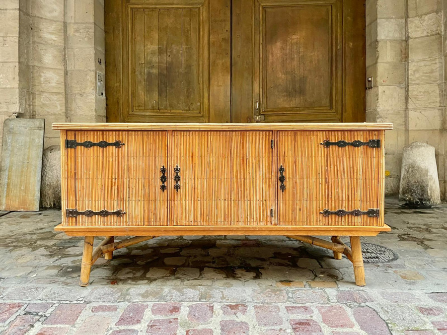 Enfilade en Bambou fendu circa 1950