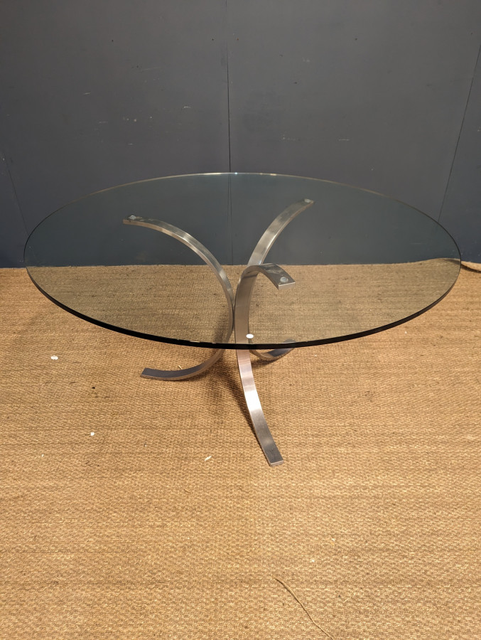 Table pied osvaldo borsani avec plateau en verre