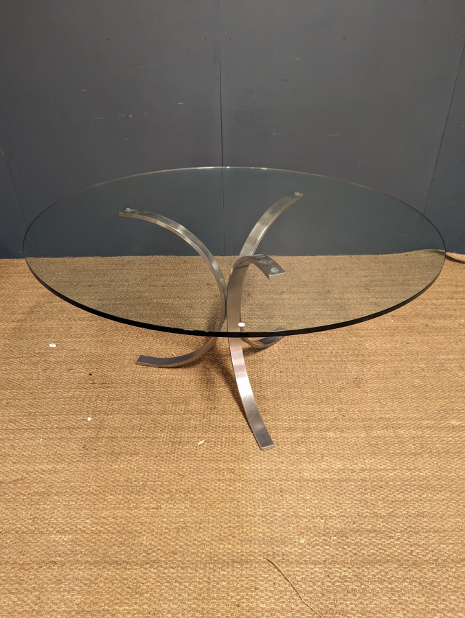 Table pied osvaldo borsani avec plateau en verre