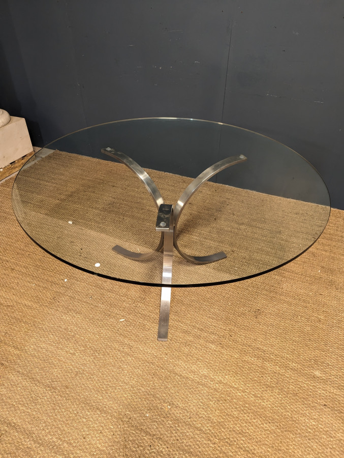 Table pied osvaldo borsani avec plateau en verre