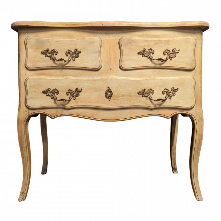 Commode sauteuse style Louis XV patinée