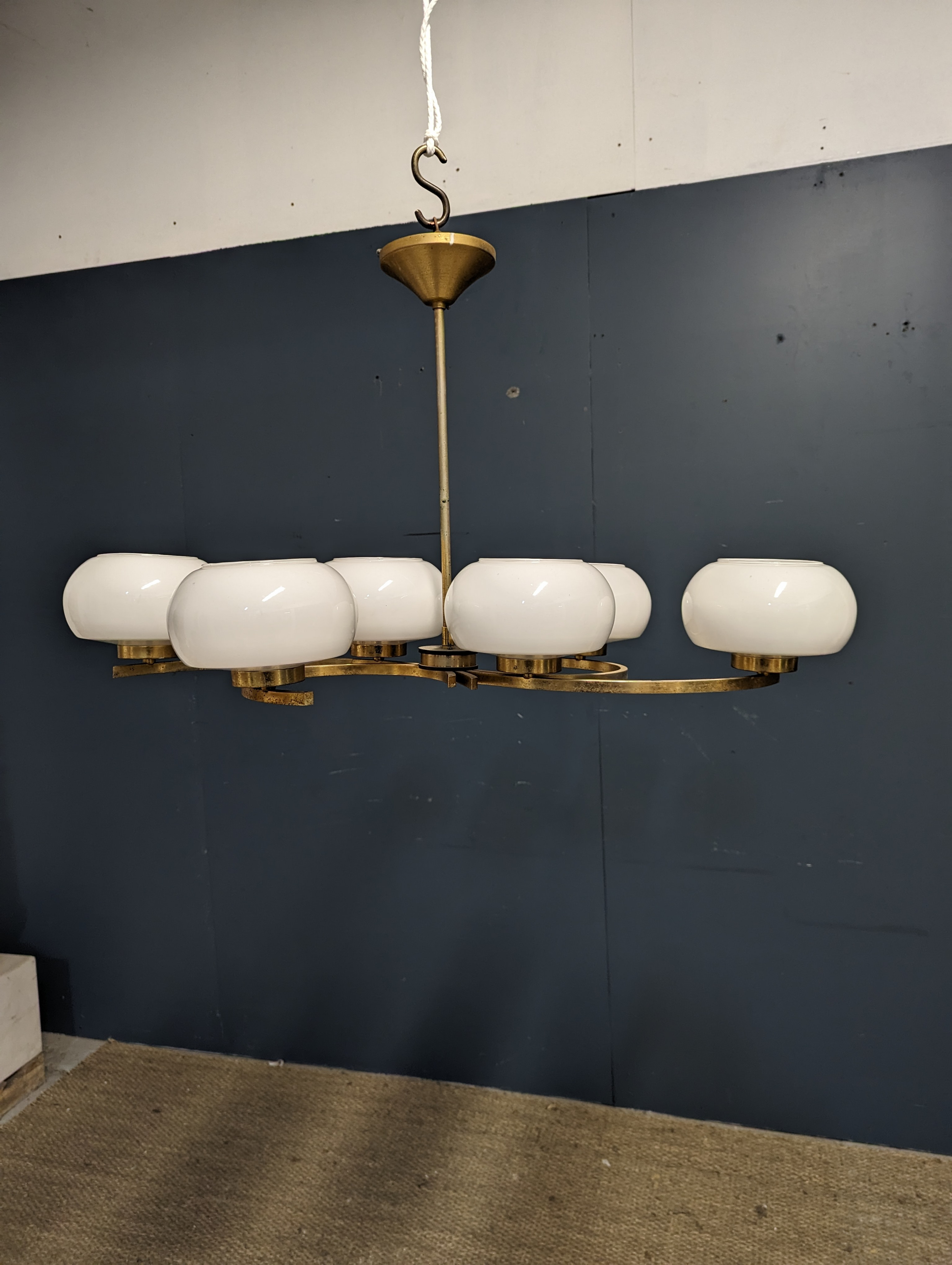Lustre à 6 feux des années 70 design Italien - La Brocante En Ligne