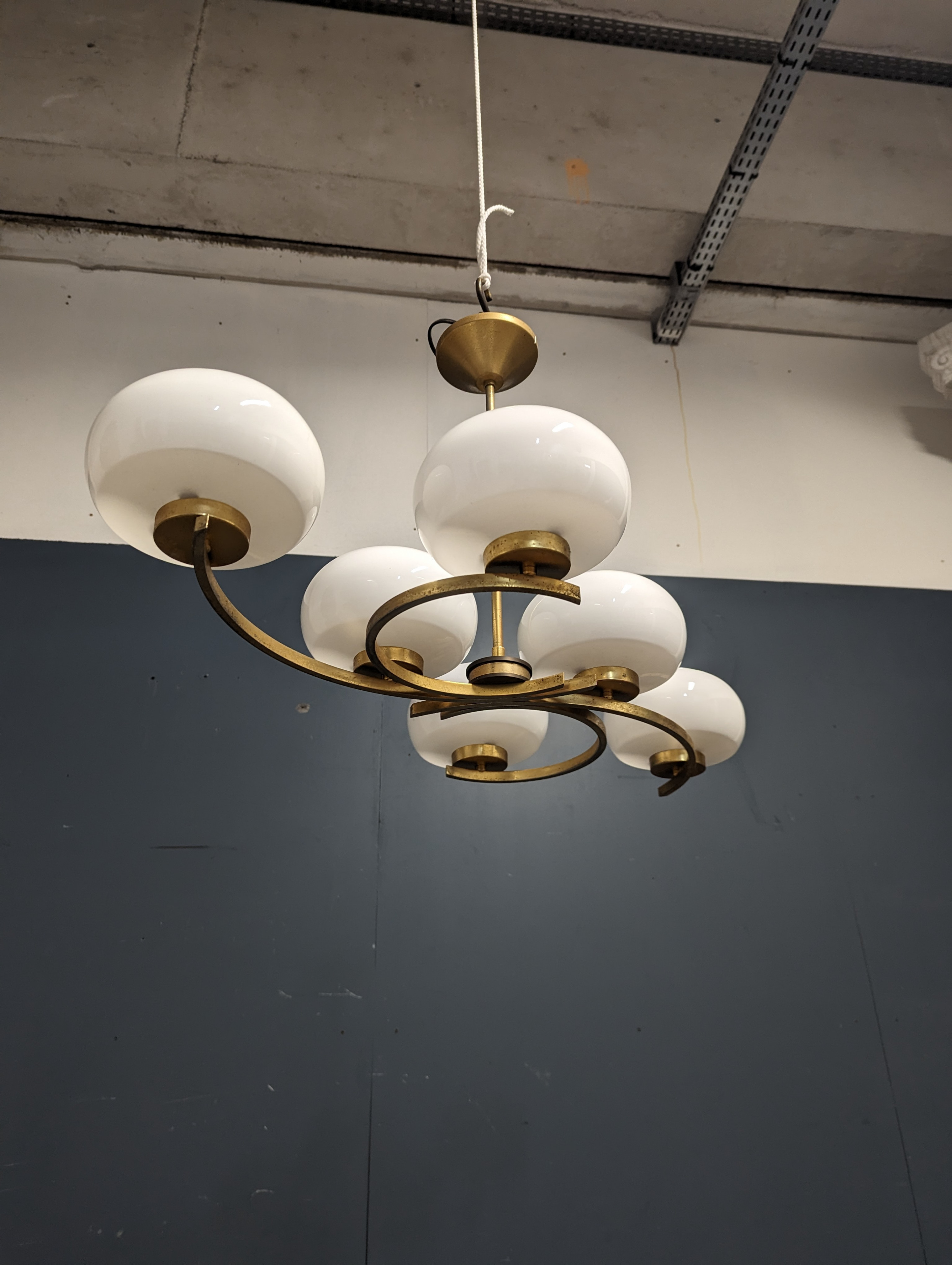 Lustre à 6 feux des années 70 design Italien - La Brocante En Ligne