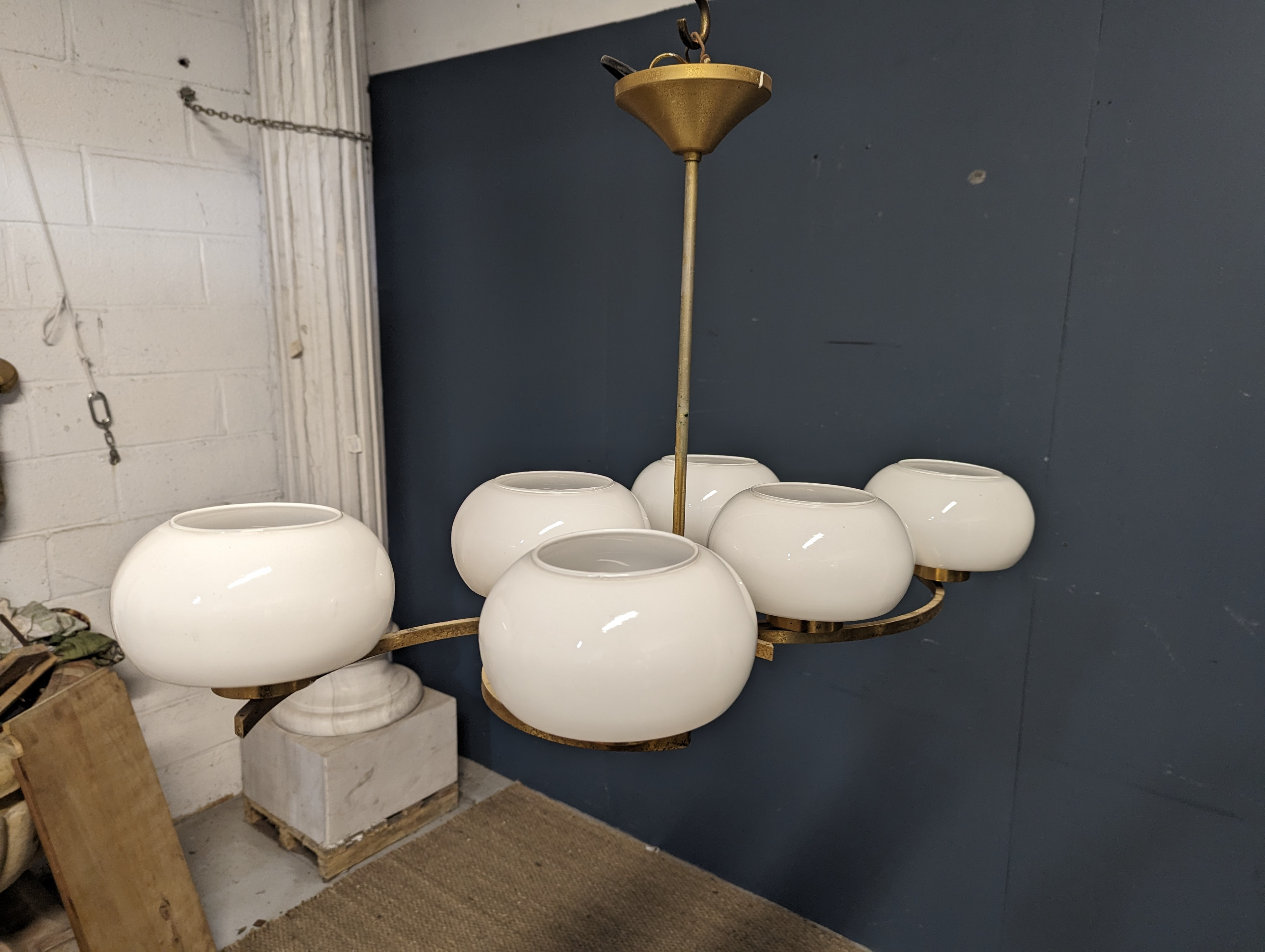 Lustre à 6 feux des années 70 design Italien - La Brocante En Ligne