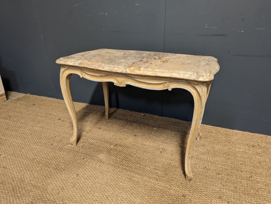 Table d'appoint de style Louis XV réchampi plateu marbre