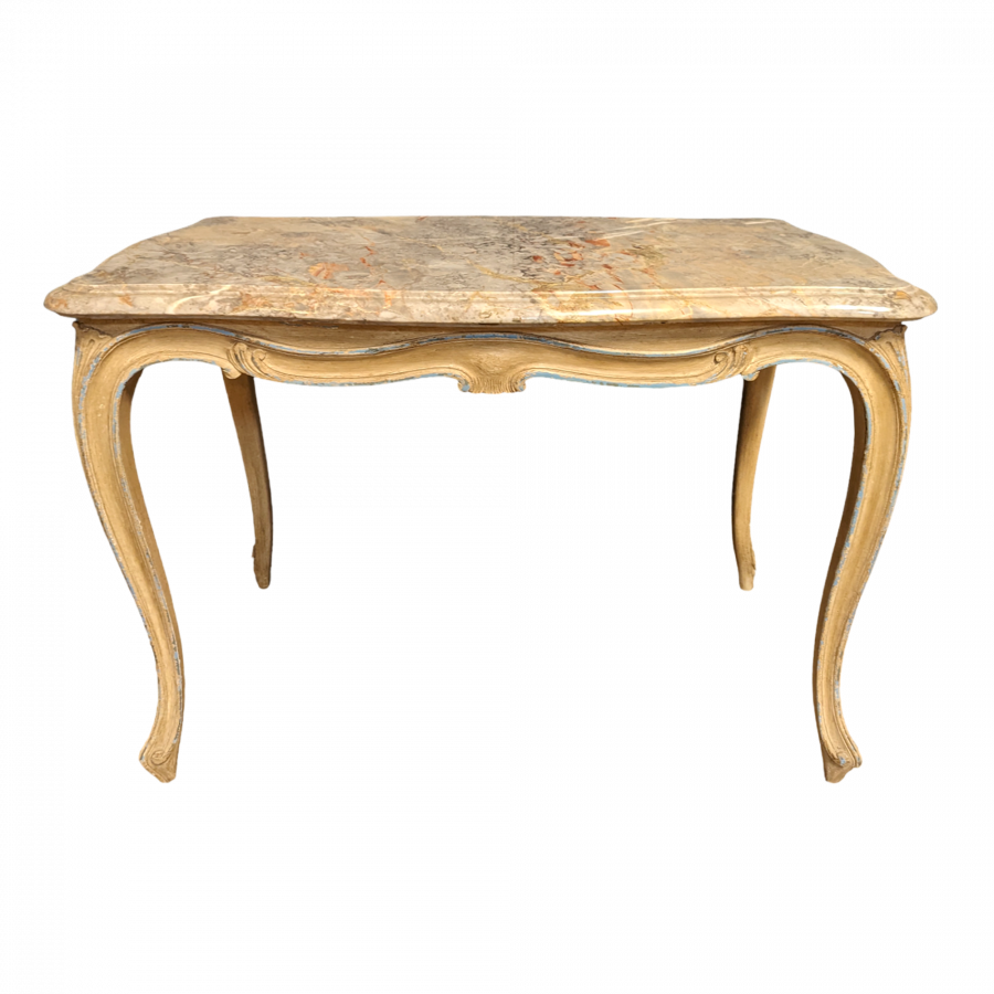 Table d'appoint de style Louis XV réchampi plateu marbre