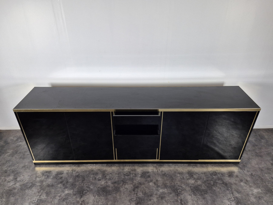 Enfilade laquée noire de Mario Sabot