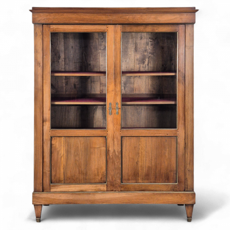 Vitrine bibliothèque de style Directoire en Noyer