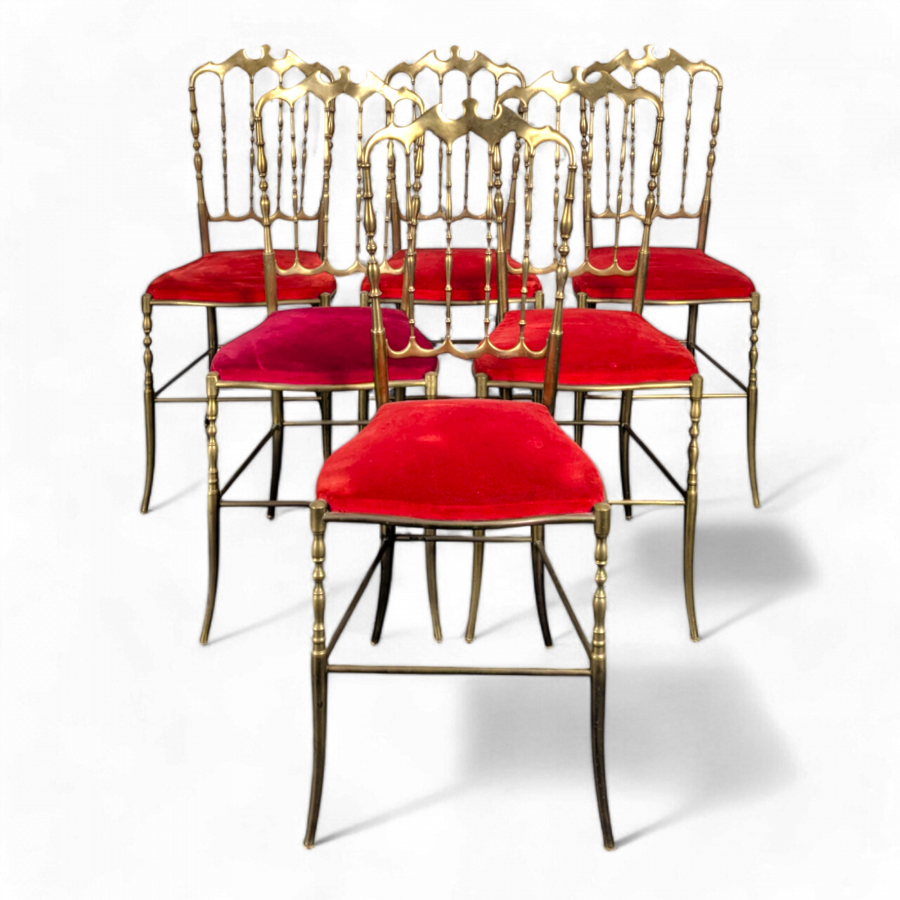 Série de 6 chaises en bronze modèle Chiavari Italie 1960