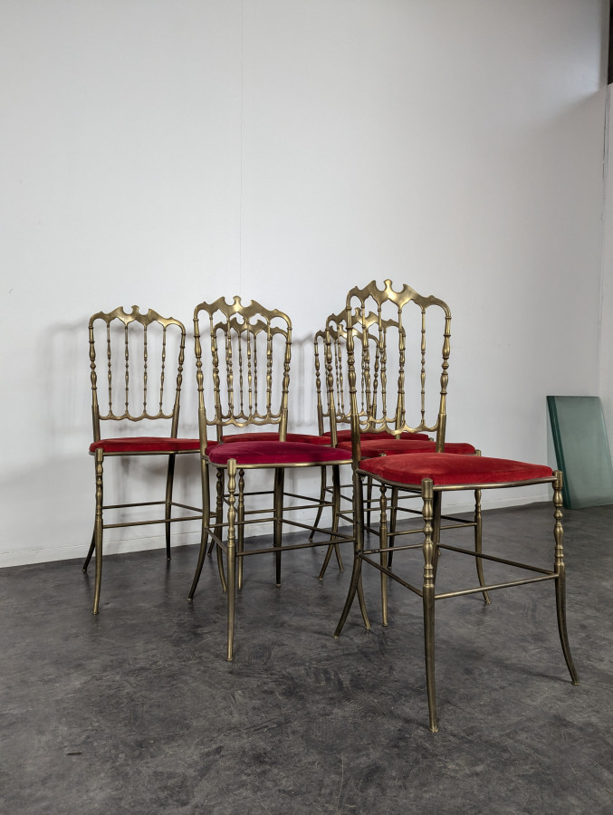 Série de 6 chaises en bronze modèle Chiavari Italie 1960