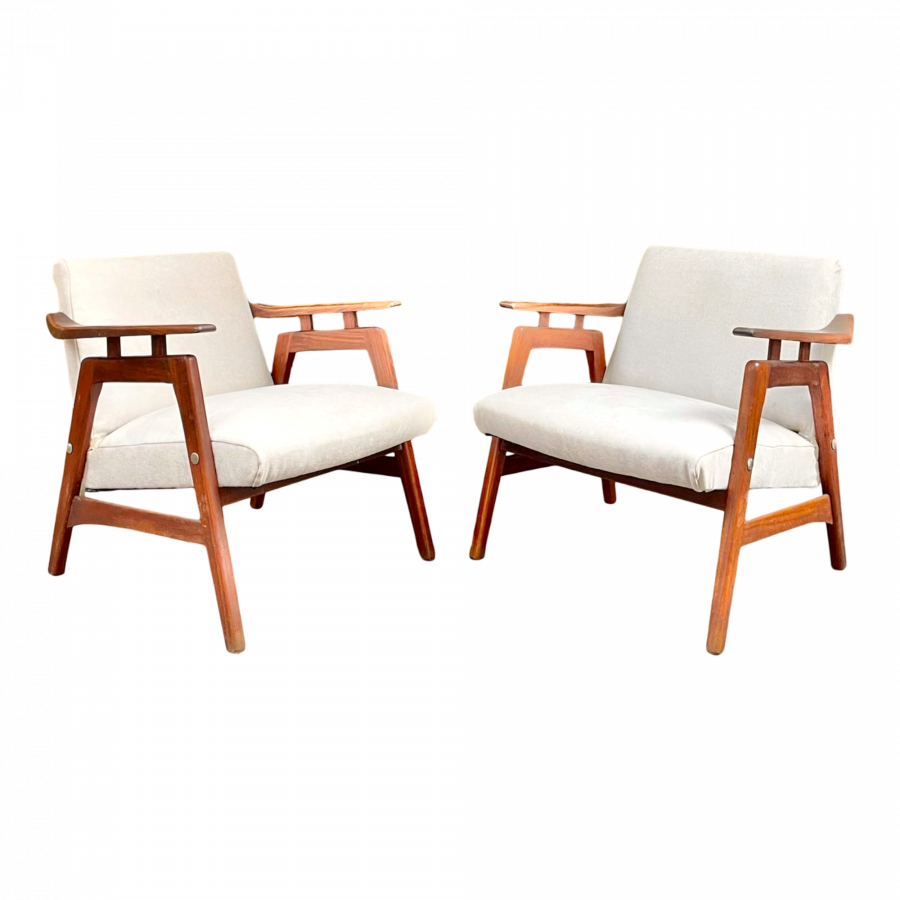 Paires de fauteuils scandinave des années 60