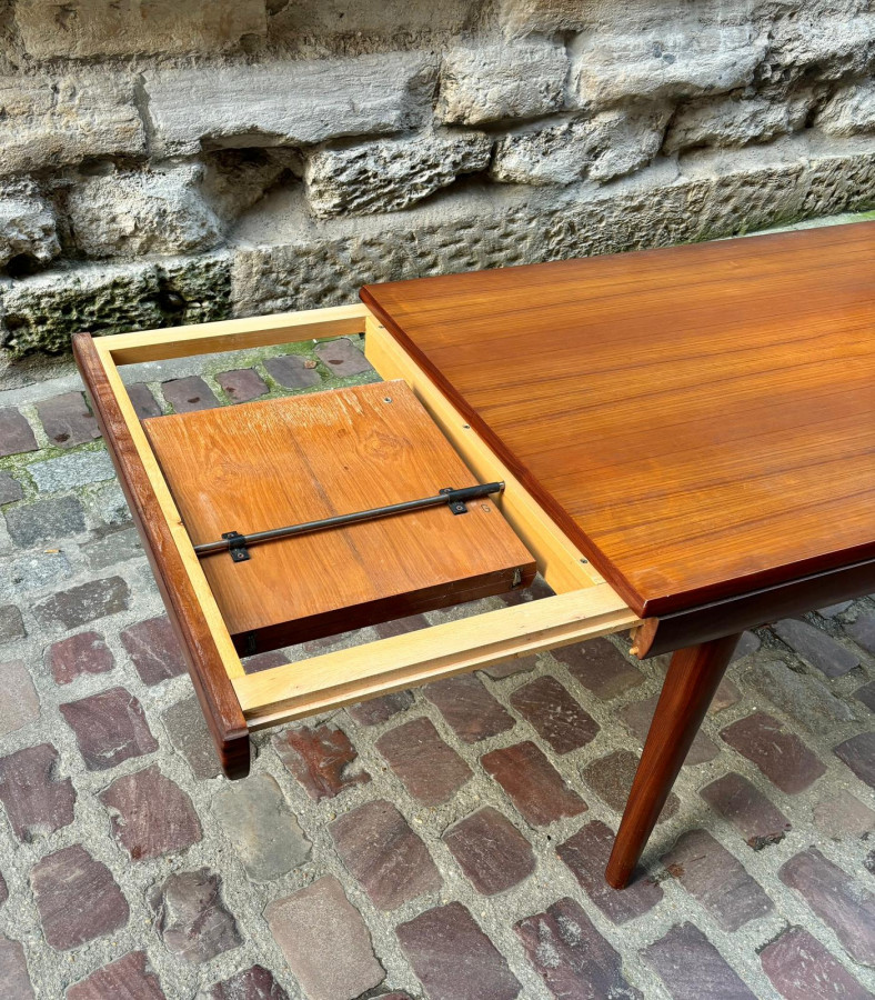 Table Scandinave en Teck avec 2 allonges