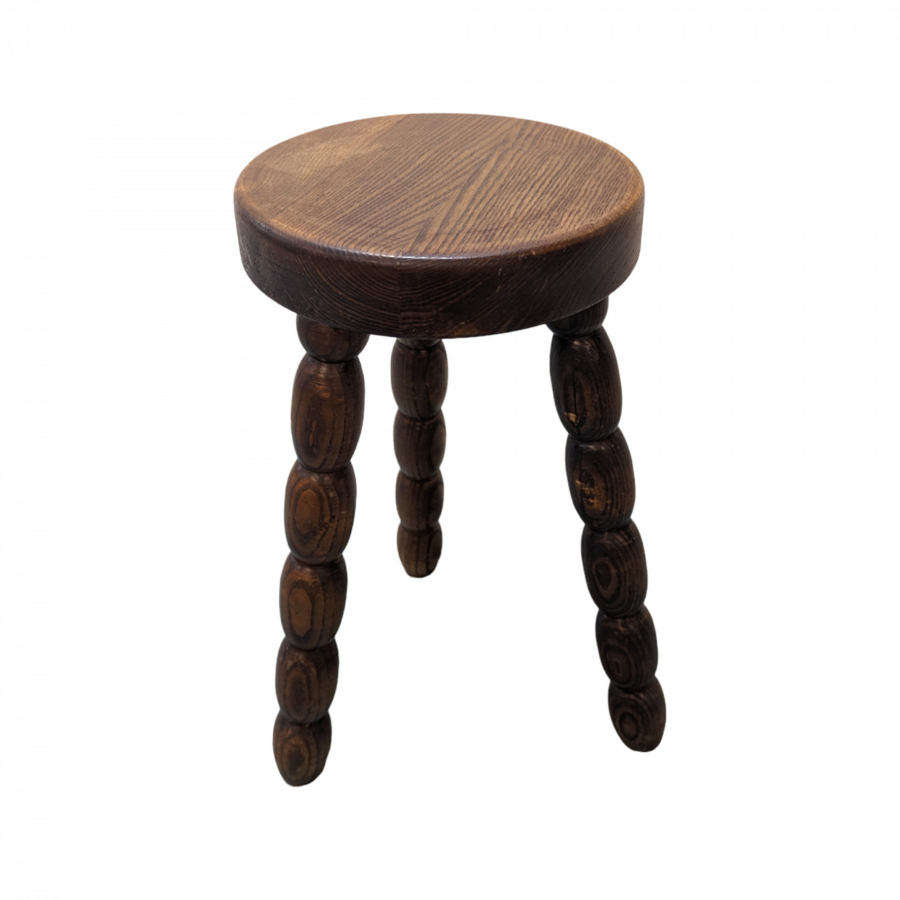 Tabouret tripode rustique en chêne