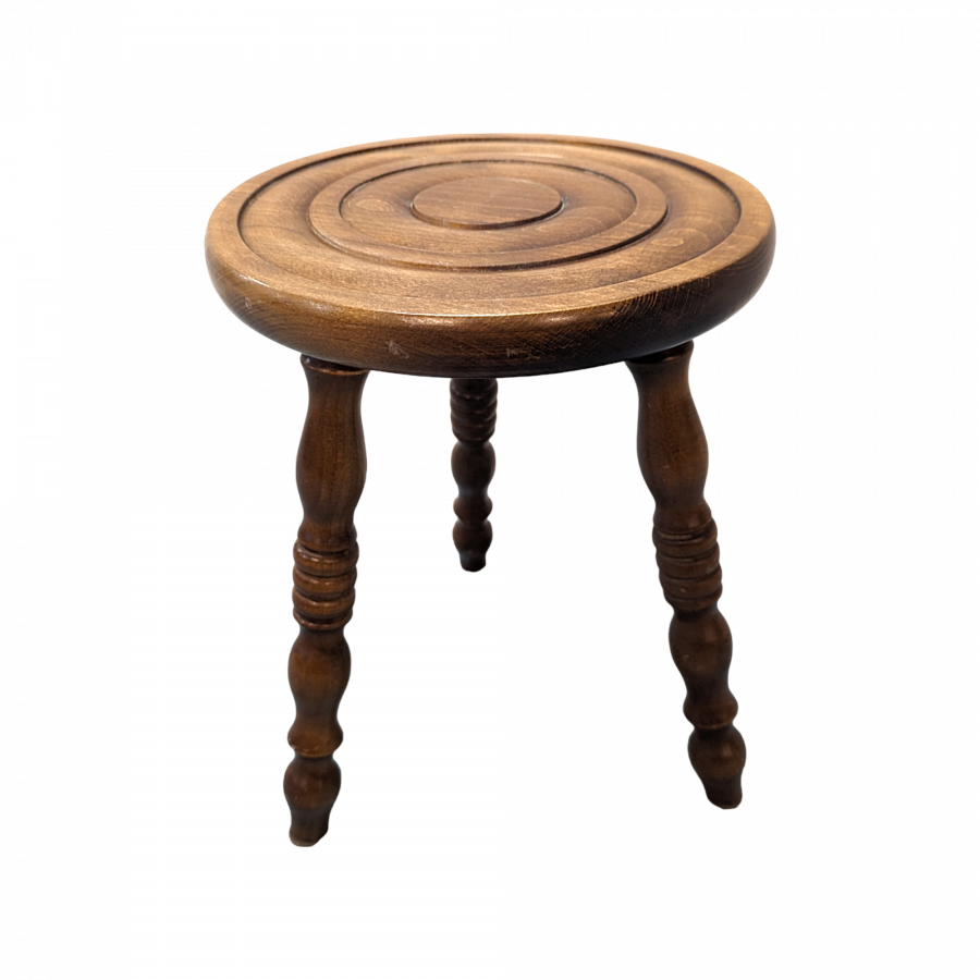 Tabouret tripode rustique en chêne